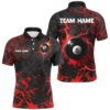 Red Grunge 8 Ball Pool Billiards Polo Shirts Custom Billiard Team Polo Uniform, Personalized Billiard Polo Shirt