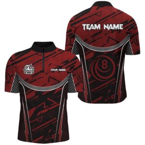 Red Grunge Billiard Shirts Custom Billiards Ball&hellip;