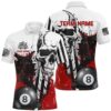 Red Grunge Billiard Shirts Custom Billiards Ball 8 Polo Team Shirts, Personalized Billiard Polo Shirt
