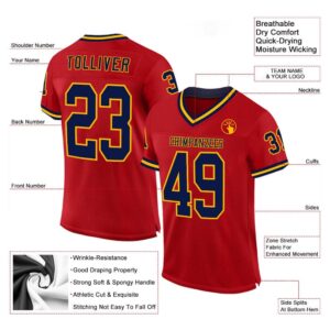 Red Navy Gold Mesh Authentic Throwback Football&hellip;