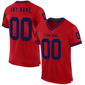 Red Navy Mesh Authentic Throwback Football Jersey,&hellip;