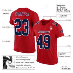 Red Navy White Mesh Authentic Football Jersey,&hellip;