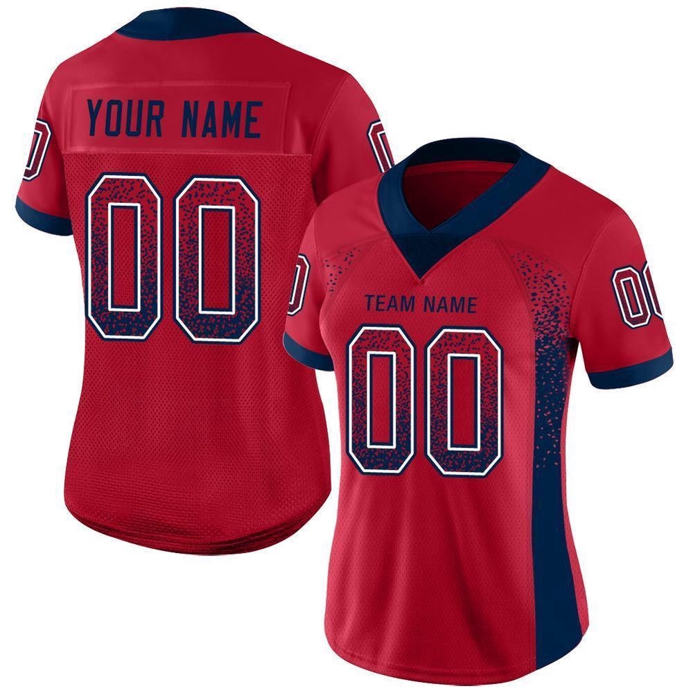 Red Navy White Mesh Drift Fashion Football Jersey, Personalized Football Jersey, Football Team Jersey, Football Outfits