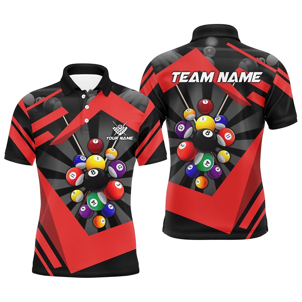 Red Polo Billiard Balls Polo & Polo Shirt, 8 Ball Pool Player Shirts, Personalized Billiard Polo Shirt