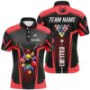 Red Smoke Billiard Polo Polo Shirts, 3D Billiard Balls Custom Pool Player Shirts, Personalized Billiard Polo Shirt