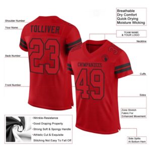 Red Red Black Mesh Authentic Football Jersey,&hellip;