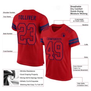 Red Red Navy Mesh Authentic Football Jersey,&hellip;