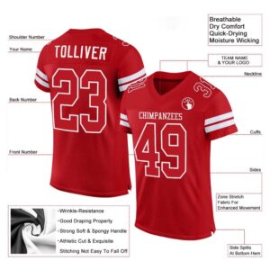 Red Red White Mesh Authentic Football Jersey,&hellip;