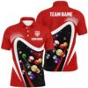 Red Thunder Billiard Balls 3D Polo Shirts Custom Team Name Billiard Polo, Personalized Billiard Polo Shirt