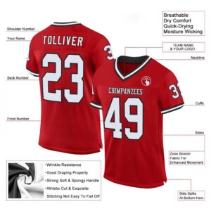Red White Black Mesh Authentic Throwback Football&hellip;