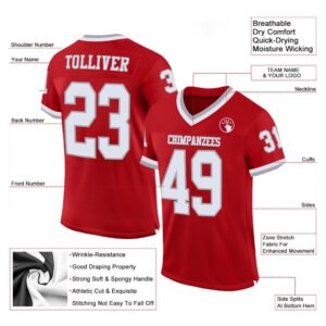 Red White Gray Mesh Authentic Throwback Football&hellip;