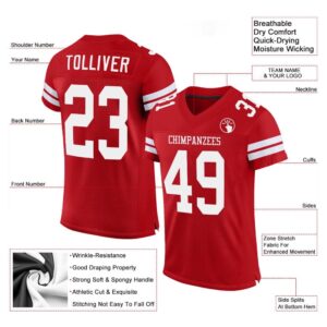 Red White Mesh Authentic Football Jersey, Personalized&hellip;