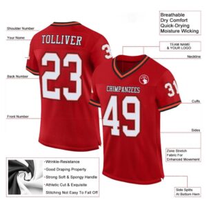 Red White Orange Mesh Authentic Throwback Football&hellip;