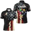 Retro American Flag Patriotic Billiard Shirts Custom Pool Billiard Father’s Day Shirts Gift, Personalized Billiard Polo Shirt