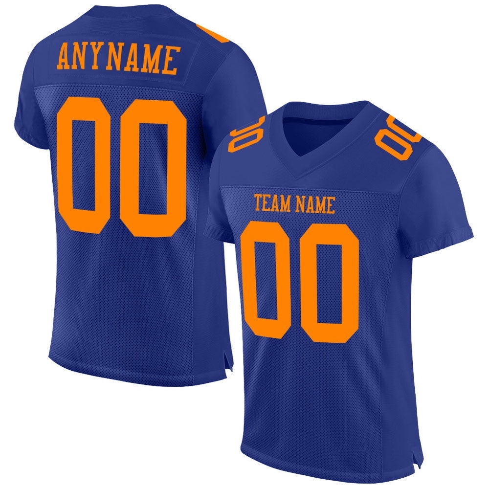 Royal Bay Orange Mesh Authentic Football Jersey, Personalized Football Jersey, Football Team Jersey, Football Outfits