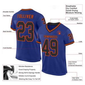 Royal Black Orange Mesh Authentic Throwback Football&hellip;