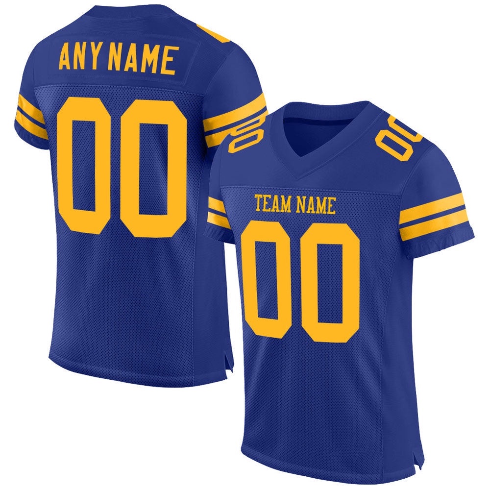 Royal Gold Mesh Authentic Football Jersey, Personalized Football Jersey, Football Team Jersey, Football Outfits