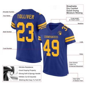 Royal Gold Mesh Authentic Football Jersey, Personalized&hellip;