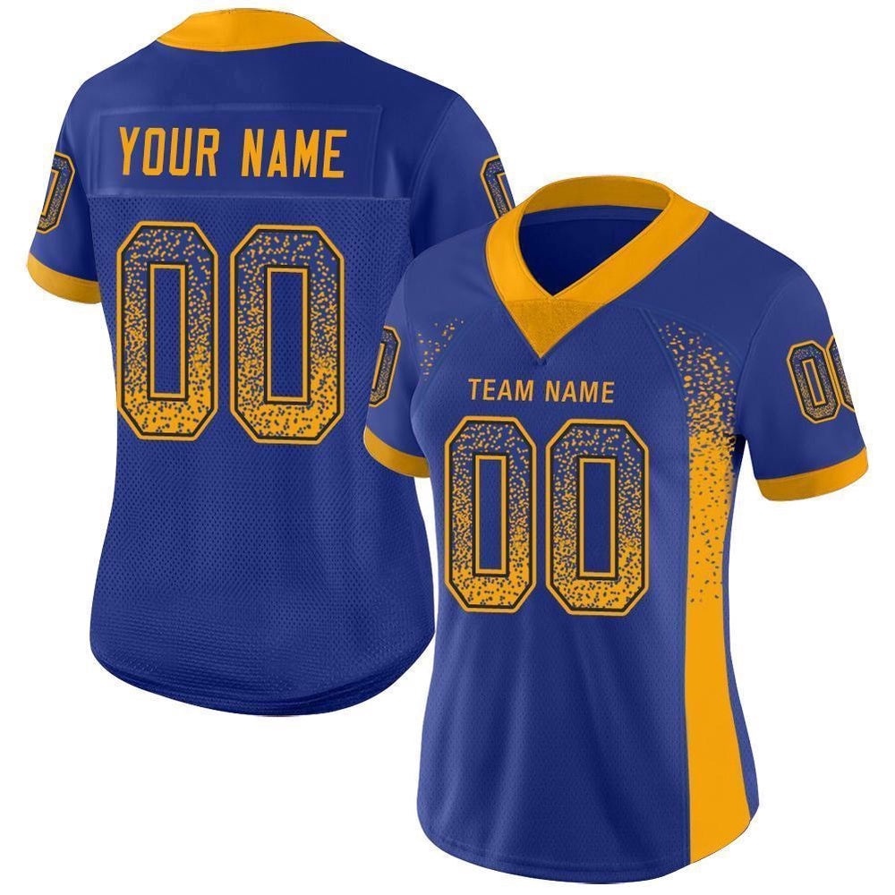 Royal Gold Navy Mesh Drift Fashion Football Jersey, Personalized Football Jersey, Football Team Jersey, Football Outfits