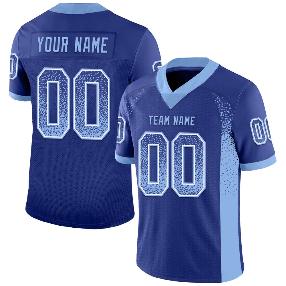 Royal Light Blue White Mesh Drift Fashion Football Jersey, Personalized Football Jersey, Football Team Jersey, Football Outfits