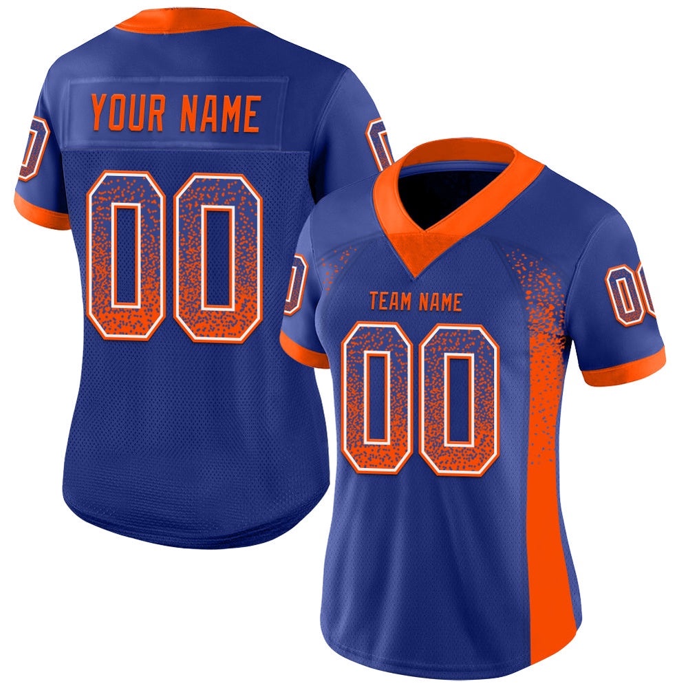 Royal Orange White Mesh Drift Fashion Football Jersey, Personalized Football Jersey, Football Team Jersey, Football Outfits