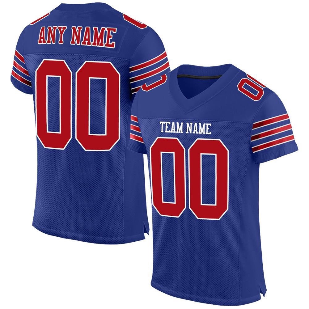 Royal Red White Mesh Authentic Football Jersey, Personalized Football Jersey, Football Team Jersey, Football Outfits