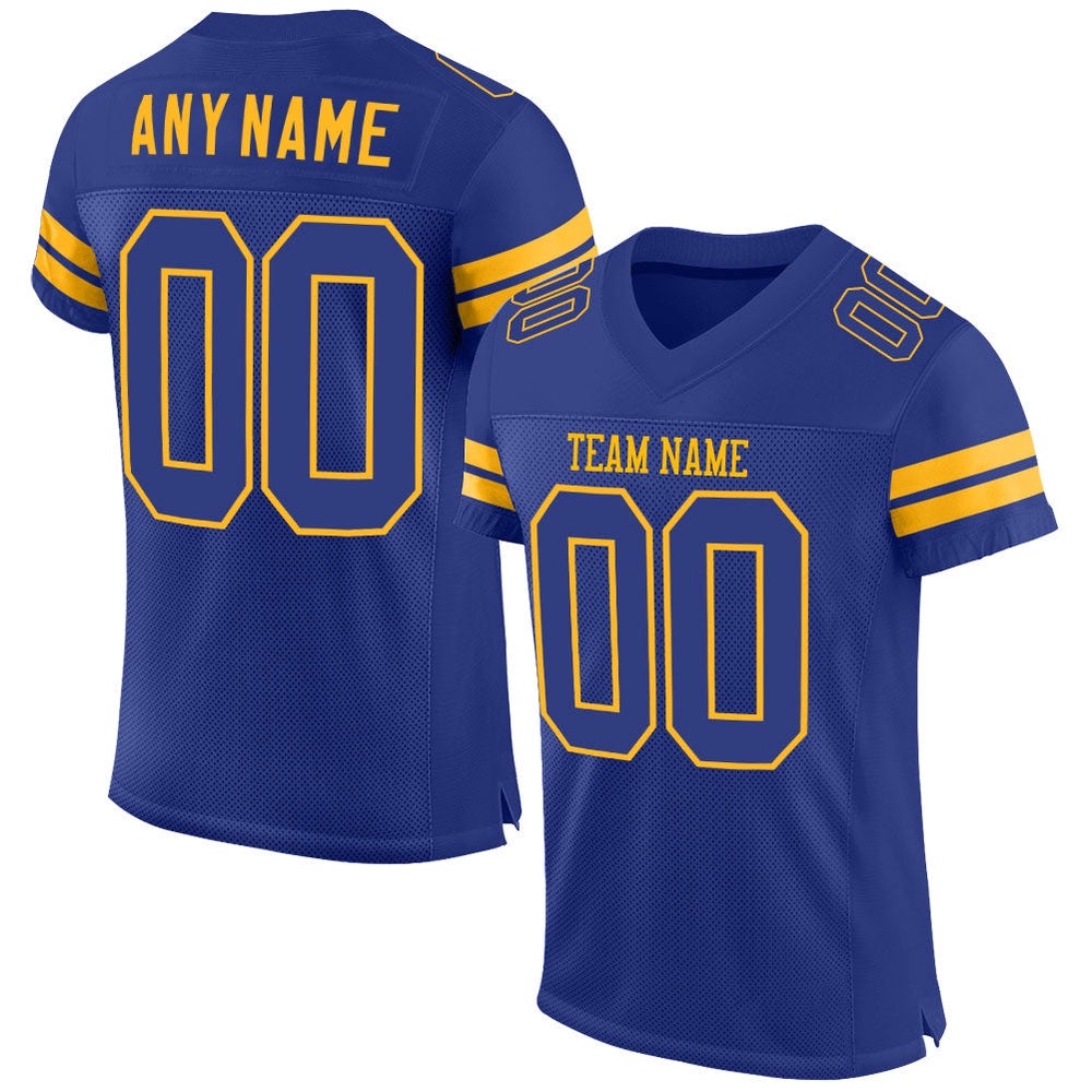 Royal Royal Gold Mesh Authentic Football Jersey, Personalized Football Jersey, Football Team Jersey, Football Outfits