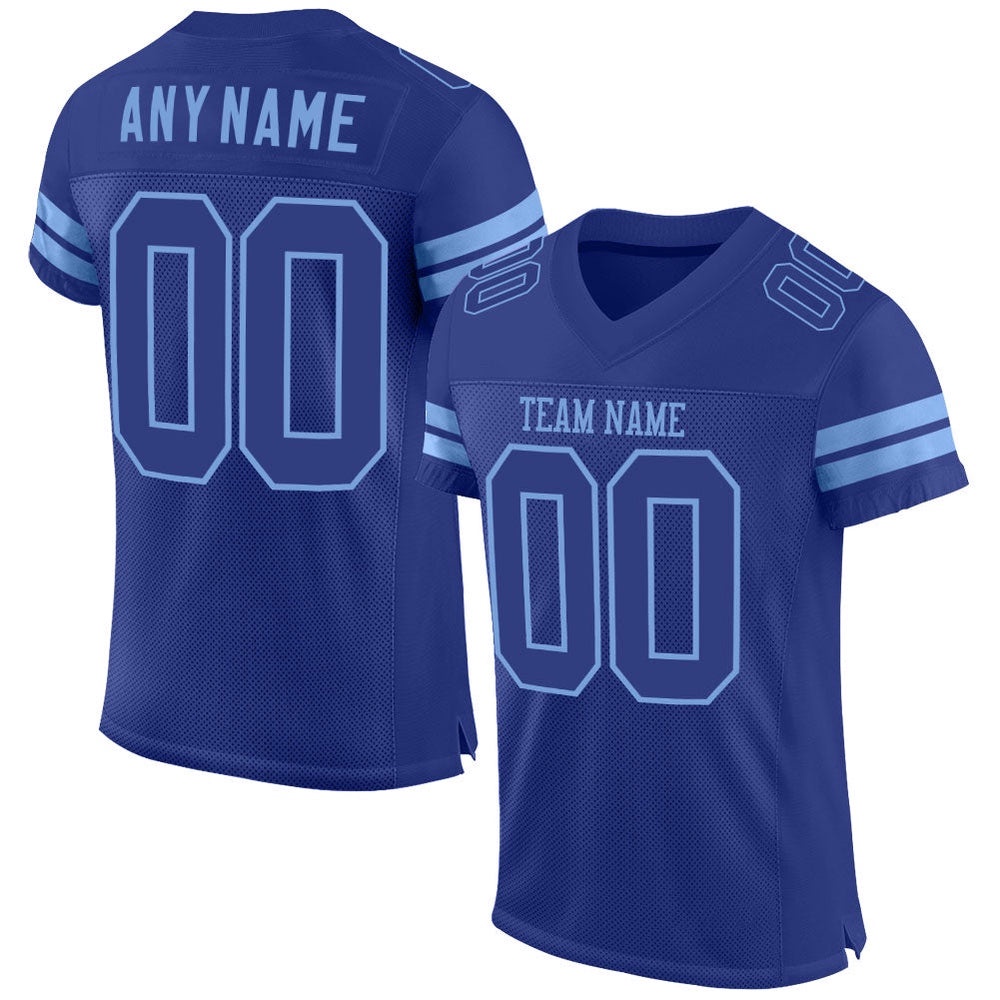 Royal Royal Light Blue Mesh Authentic Football Jersey, Personalized Football Jersey, Football Team Jersey, Football Outfits