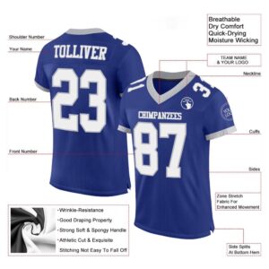 Royal White Gray Mesh Authentic Football Jersey,&hellip;