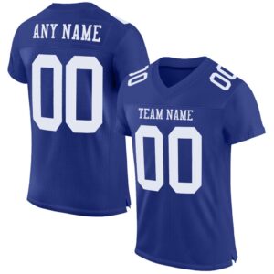 Royal White Mesh Authentic Football Jersey, Personalized&hellip;