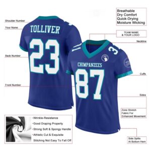 Royal White Teal Mesh Authentic Football Jersey,&hellip;