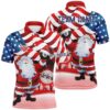 Santa Playing Billiard Full Printing Polo Shirts Custom Christmas Billiard Shirts, Personalized Billiard Polo Shirt