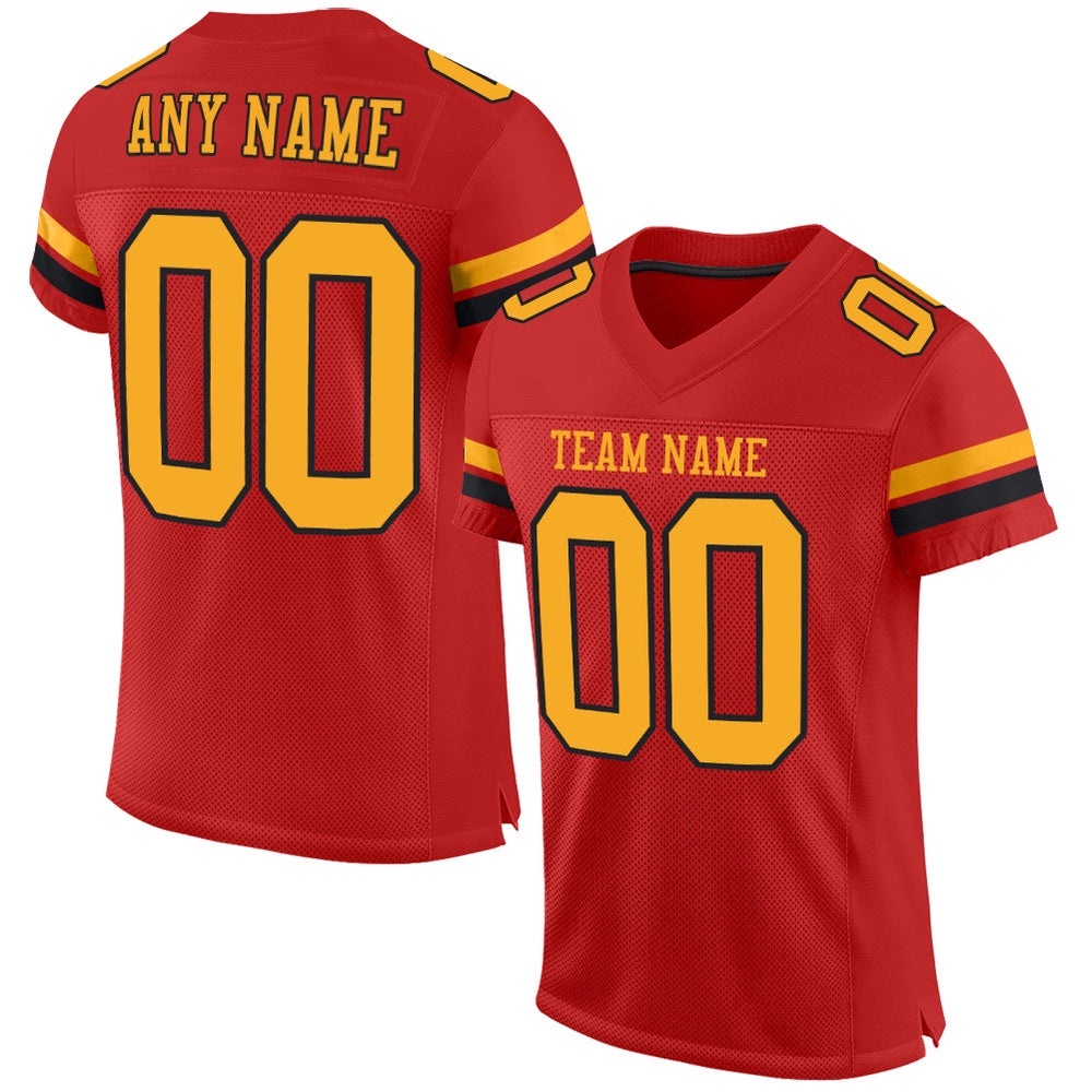 Scarlet Gold Black Mesh Authentic Football Jersey, Personalized Football Jersey, Football Team Jersey, Football Outfits