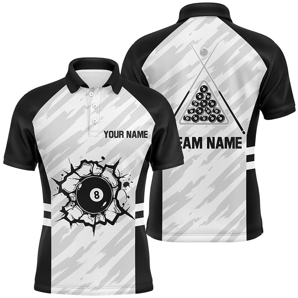 Sport Billiard 8 Ball 3D Polo Shirts, Custom Billiard 8 Ball Pool Team Polo, Personalized Billiard Polo Shirt