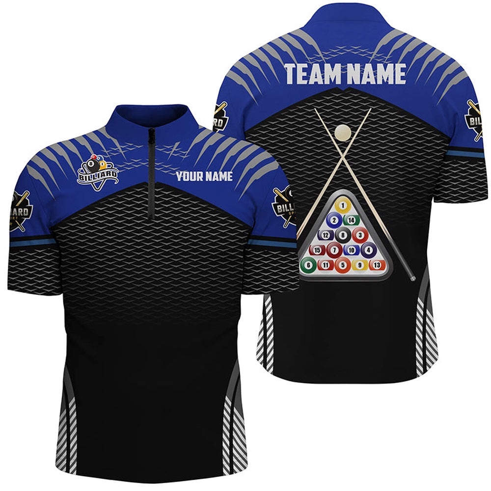 Sport Blue Black 8 Ball Billiard 3D Jersey Shirts, Custom Billiard Balls Jerseys, Personalized Billiard Team Jersey Shirt