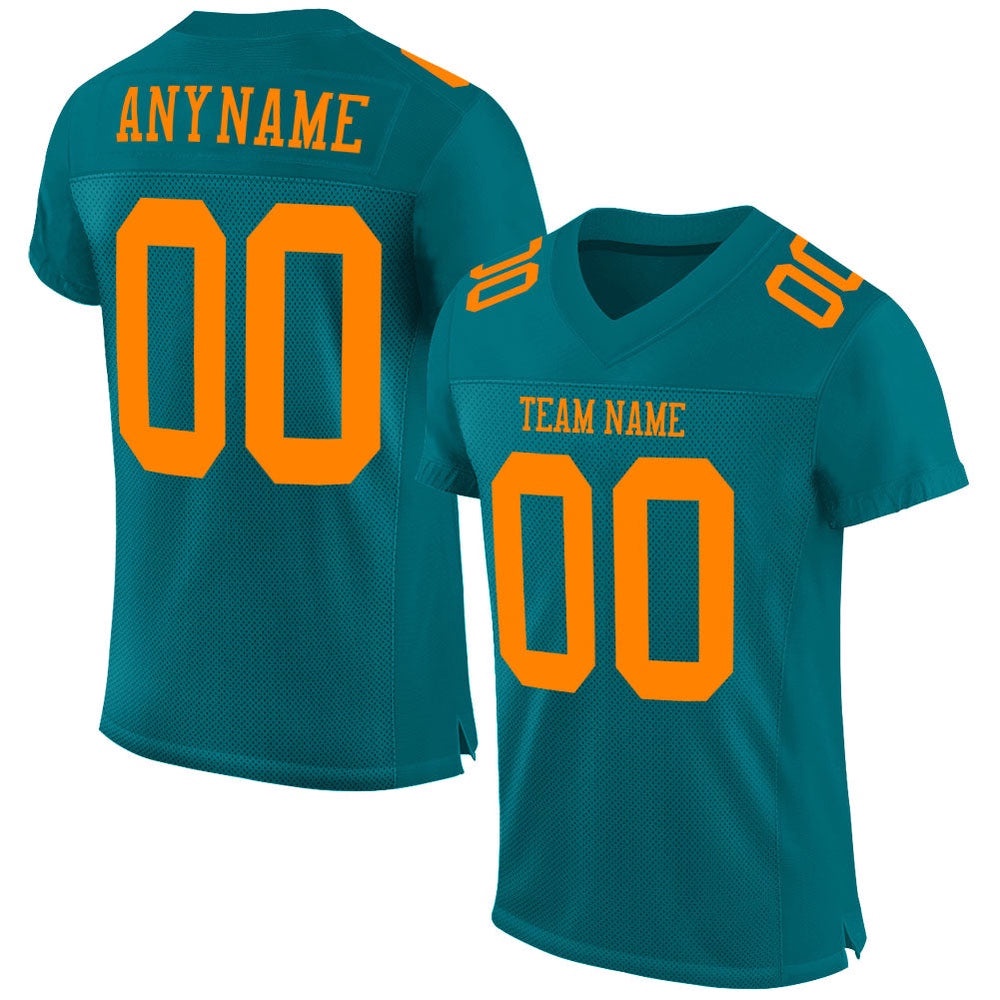 Teal Bay Orange Mesh Authentic Football Jersey, Personalized Football Jersey, Football Team Jersey, Football Outfits