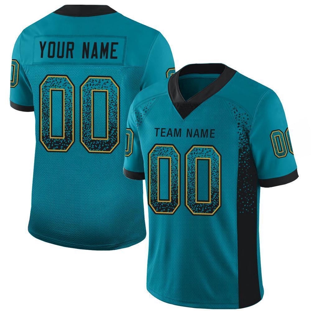 Teal Black Old Gold Mesh Drift Fashion Football Jersey, Personalized Football Jersey, Football Team Jersey, Football Outfits