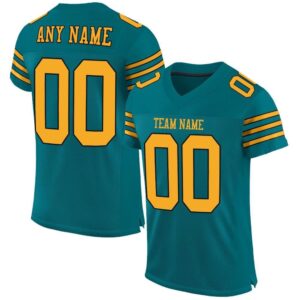 Teal Gold Black Mesh Authentic Football Jersey,&hellip;