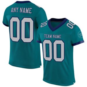 Teal Gray Navy Mesh Authentic Football Jersey,&hellip;
