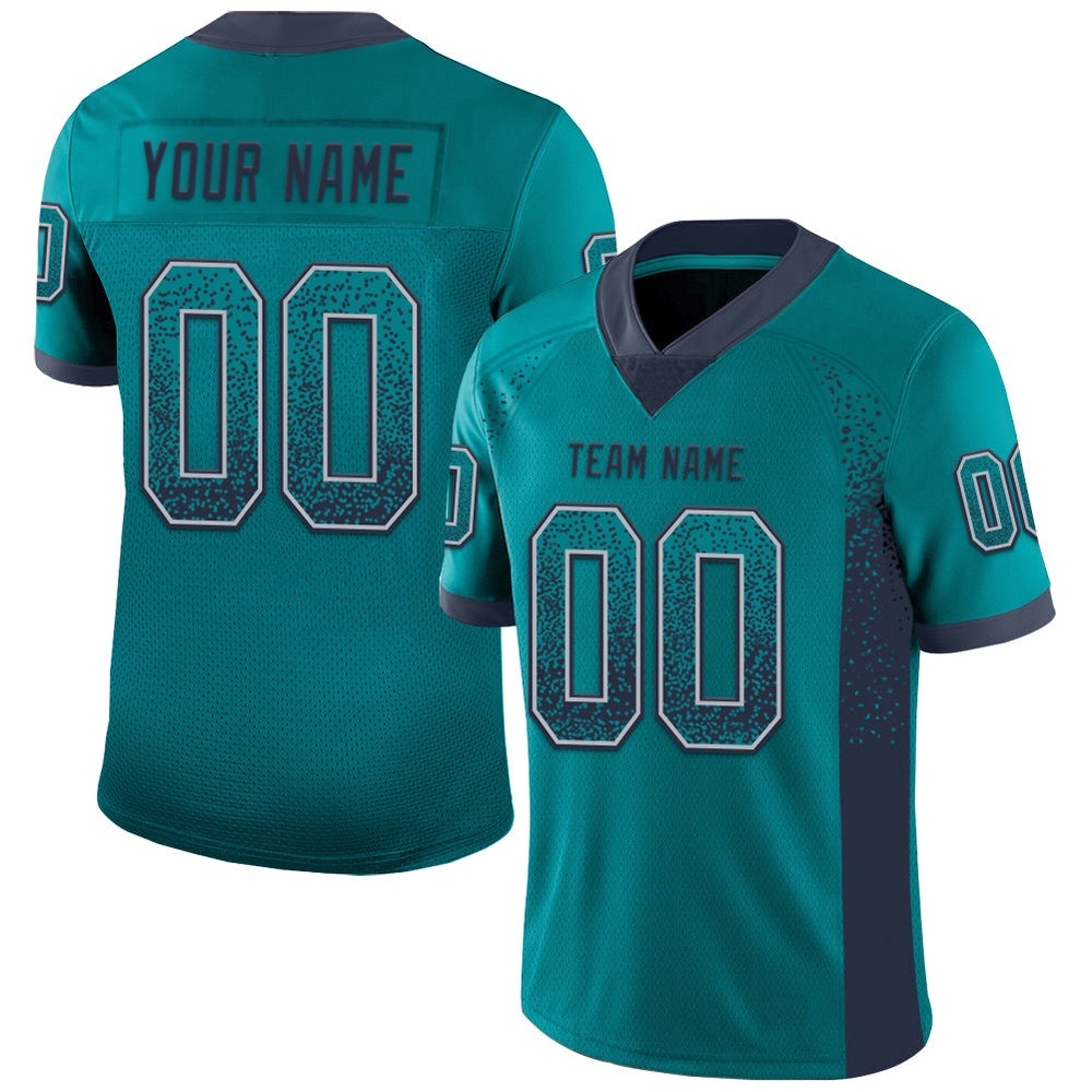 Teal Navy Gray Mesh Drift Fashion Football Jersey, Personalized Football Jersey, Football Team Jersey, Football Outfits