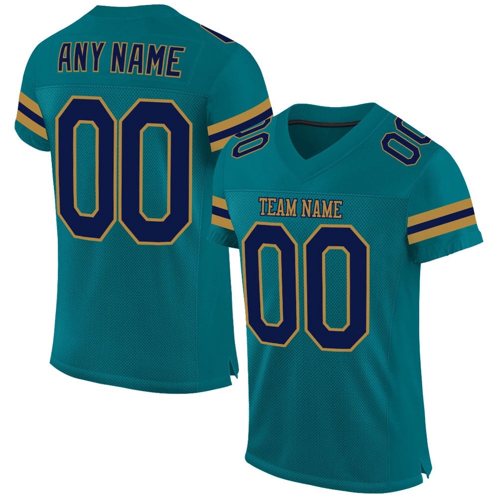 Teal Navy Old Gold Mesh Authentic Football Jersey, Personalized Football Jersey, Football Team Jersey, Football Outfits