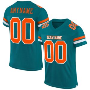 Teal Orange White Mesh Authentic Football Jersey,&hellip;