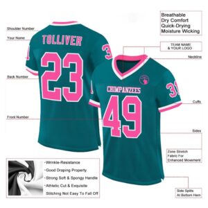 Teal Pink White Mesh Authentic Throwback Football Jersey Personalized Football Jersey Football Team Jersey Football Outfits 2 nacpmx.jpg