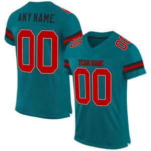 Teal Red Black Mesh Authentic Football Jersey,&hellip;