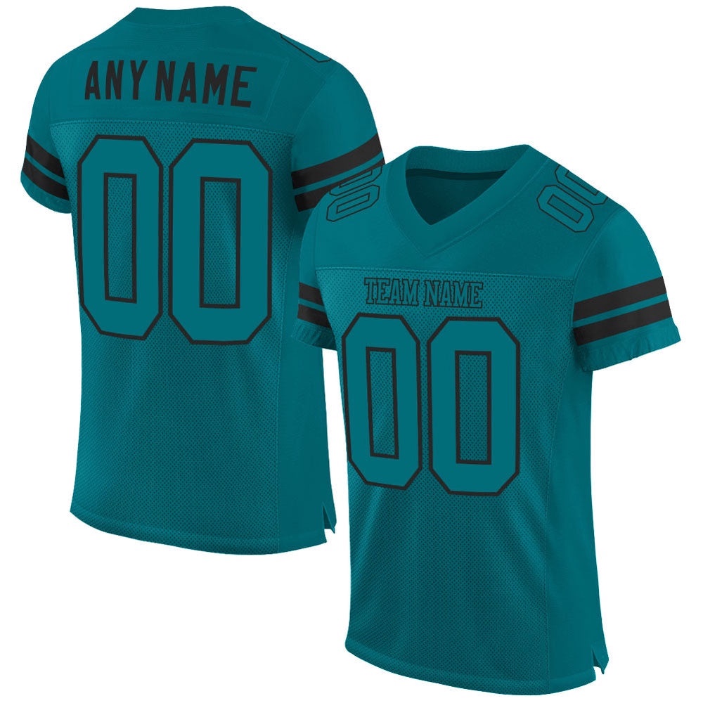 Teal Teal Black Mesh Authentic Football Jersey, Personalized Football Jersey, Football Team Jersey, Football Outfits