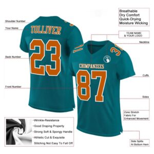 Teal Texas Orange White Mesh Authentic Football Jersey Personalized Football Jersey Football Team Jersey Football Outfits 2 q6tih4.jpg