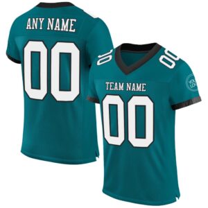 Teal White Black Mesh Authentic Football Jersey,&hellip;