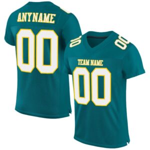 Teal White Gold Mesh Authentic Football Jersey,&hellip;