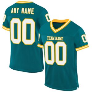 Teal White Gold Mesh Authentic Throwback Football&hellip;