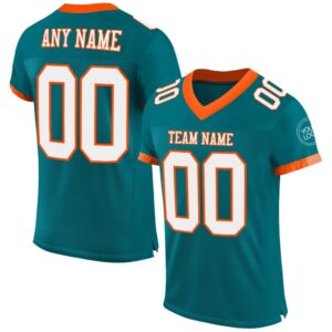 Teal White Orange Mesh Authentic Football Jersey,&hellip;